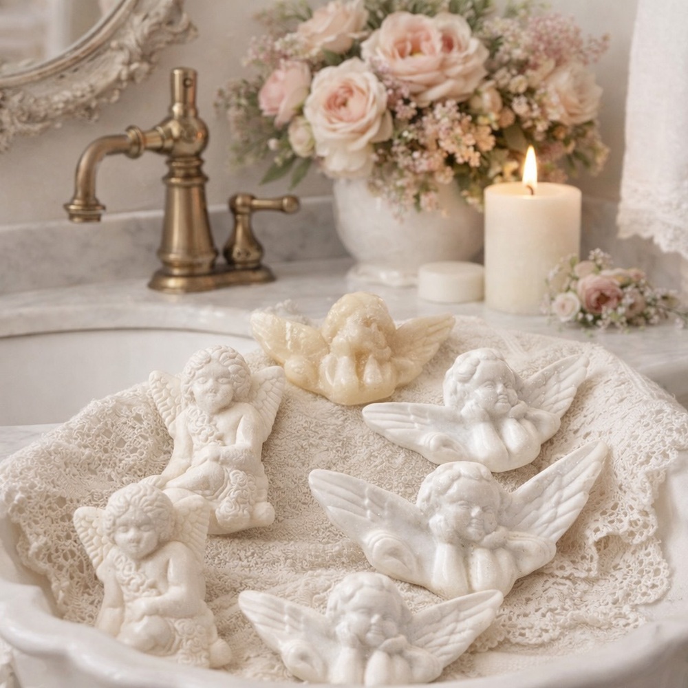 Angel Cherub Soap Set Vintage Shabby Chic Bathroom Decor Quiet Luxury
